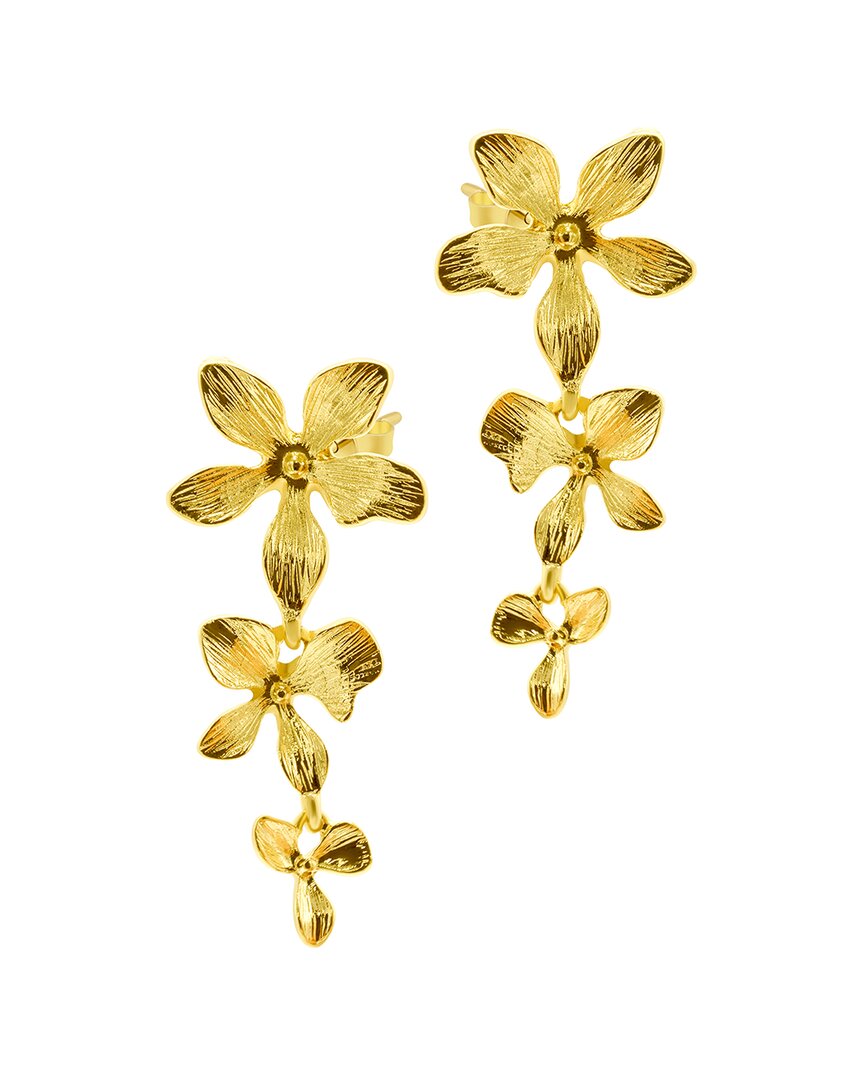 Adornia 14k Yellow Gold Plated Three Petal Drop Earrings