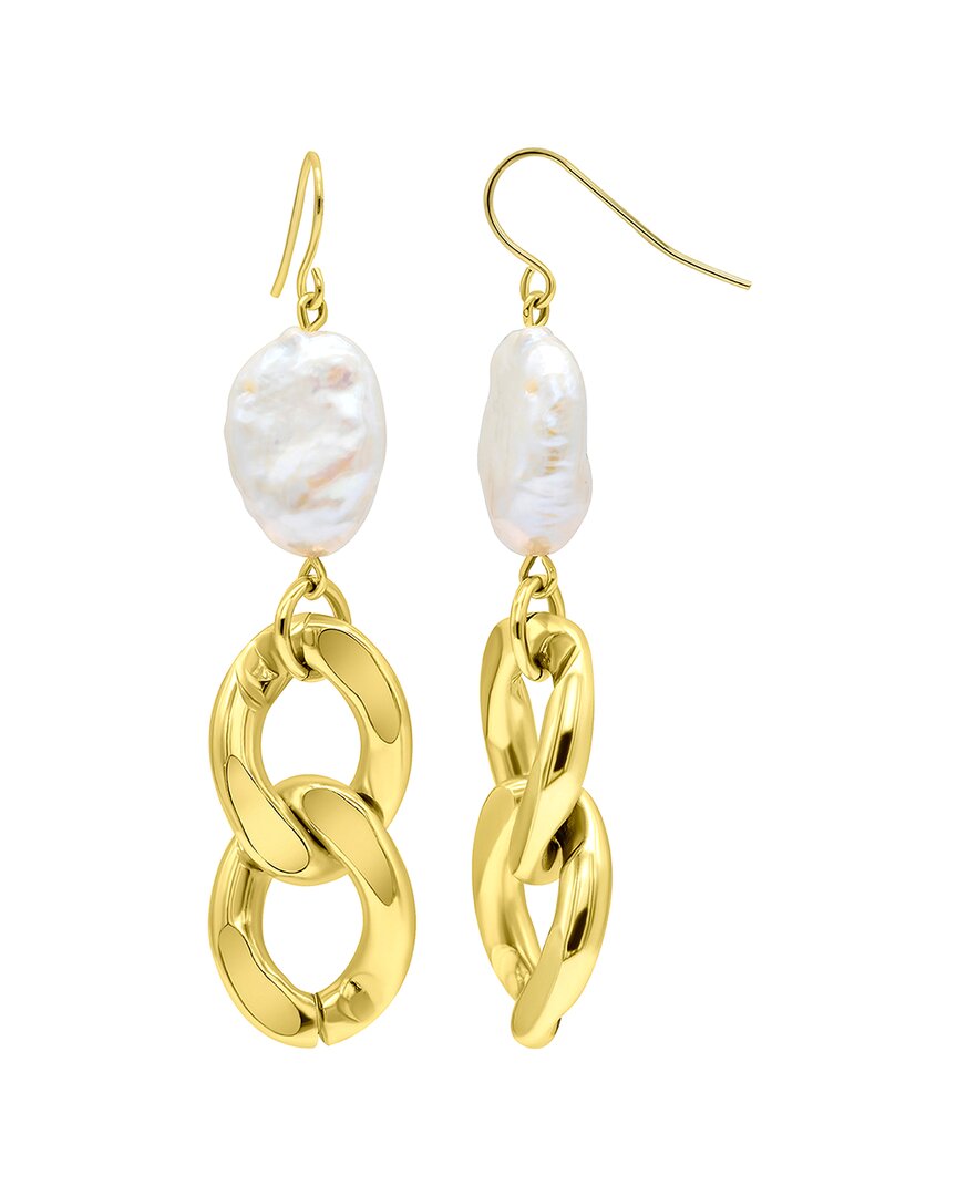 Adornia 14k Plated 19.05mm Pearl Dangle Earrings In Gold