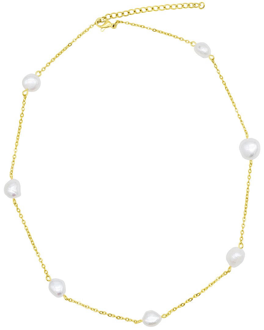 Adornia Tarnish Resistant 14k Gold-plated Adjustable Station Cultured Freshwater Pearl Necklace