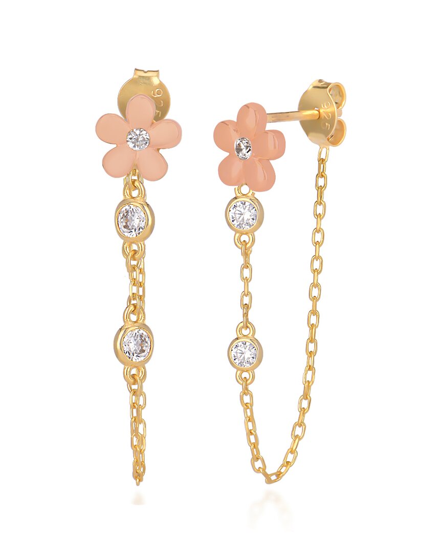 Gabi Rielle Next-level Layering 14k Over Silver Cz & Enamel Flower Earrings