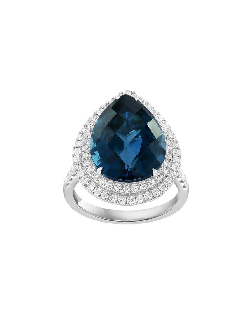 Effy Fine Jewelry 14K 12.84 ct. tw. Diamond & London Blue Topaz Ring