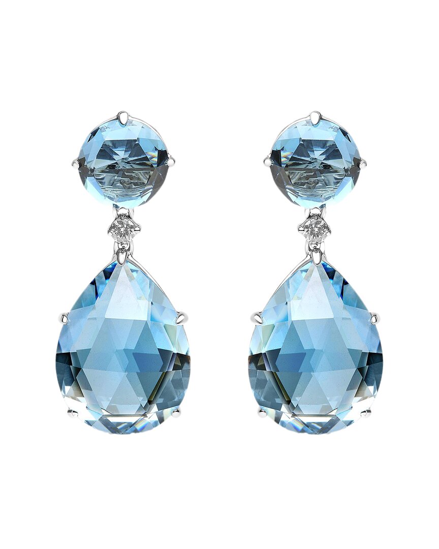 Haus Of Brilliance Colorful Gemstones 18k 44.02 Ct. Tw. Diamond & Topaz Dangle Earrings