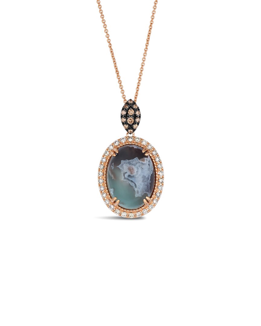 Le Vian ® Peacock Aquaprase™ 14k Rose Gold 8.21 Ct. Tw. Diamond & Aquaprase Candy Pendant In Blue