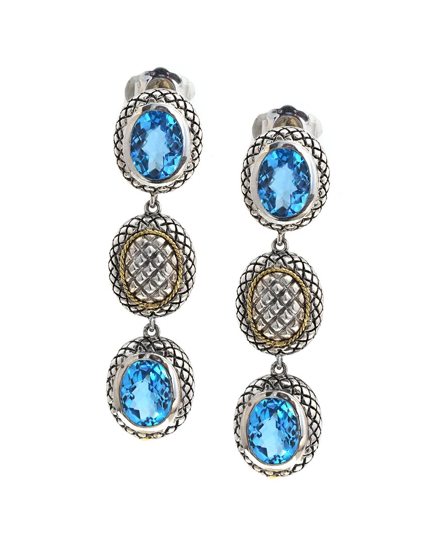 Shop Andrea Candela Alhambra 18k Over Silver Diamond & Blue Topaz Earrings