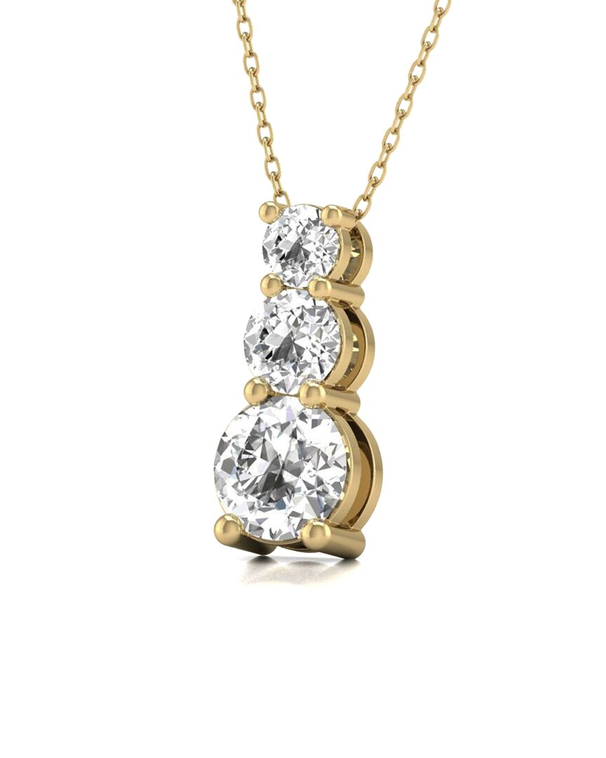 Shop Diana M Lab Grown Diamonds Diana M. Fine Jewelry 14k 1.00 Ct. Tw. Lab Grown Diamond Three-stone Pendant