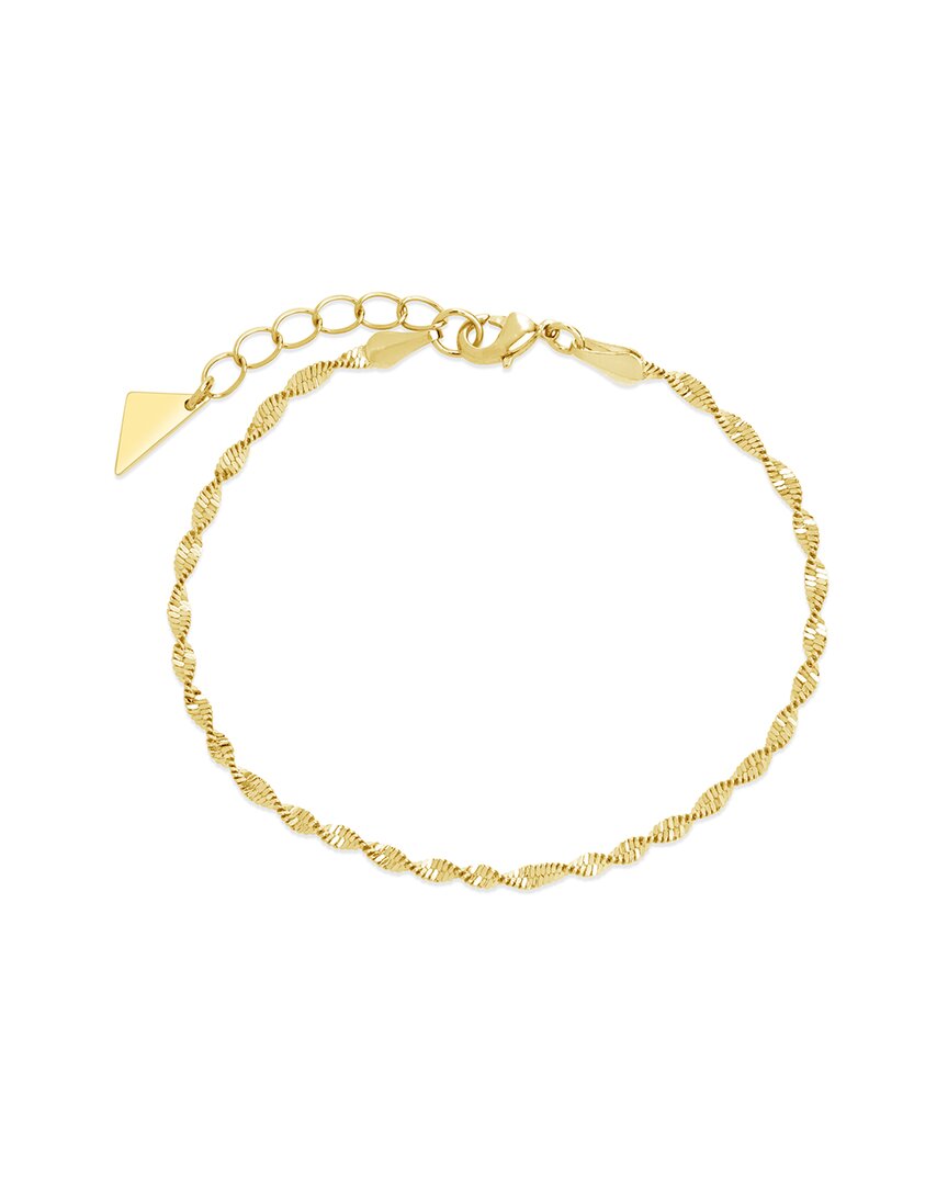 Sterling Forever 14k Plated Blakely Twisted Herringbone Chain Bracelet