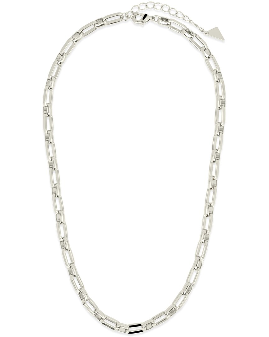 Sterling Forever Rhodium Plated Elara Bold Paperclip Chain Necklace In Metallic