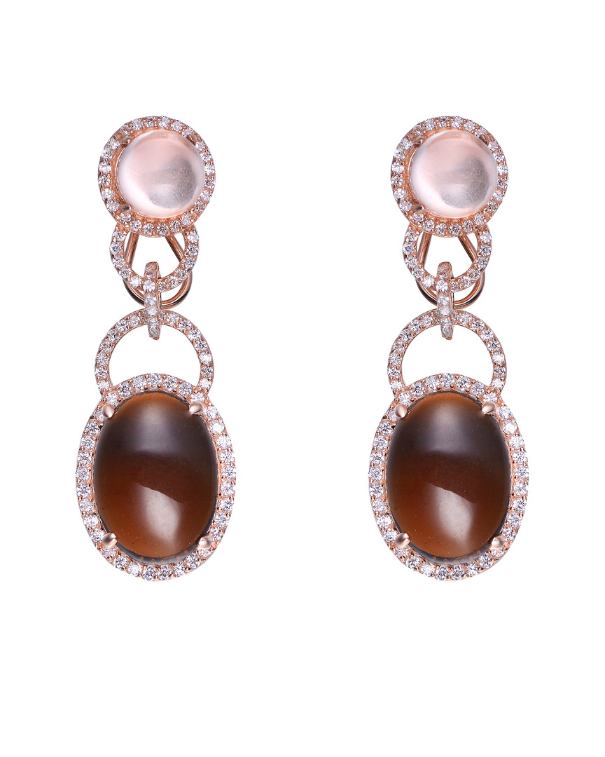Image of Genevive K Rose Gold Over Silver Topaz & CZ Earrings