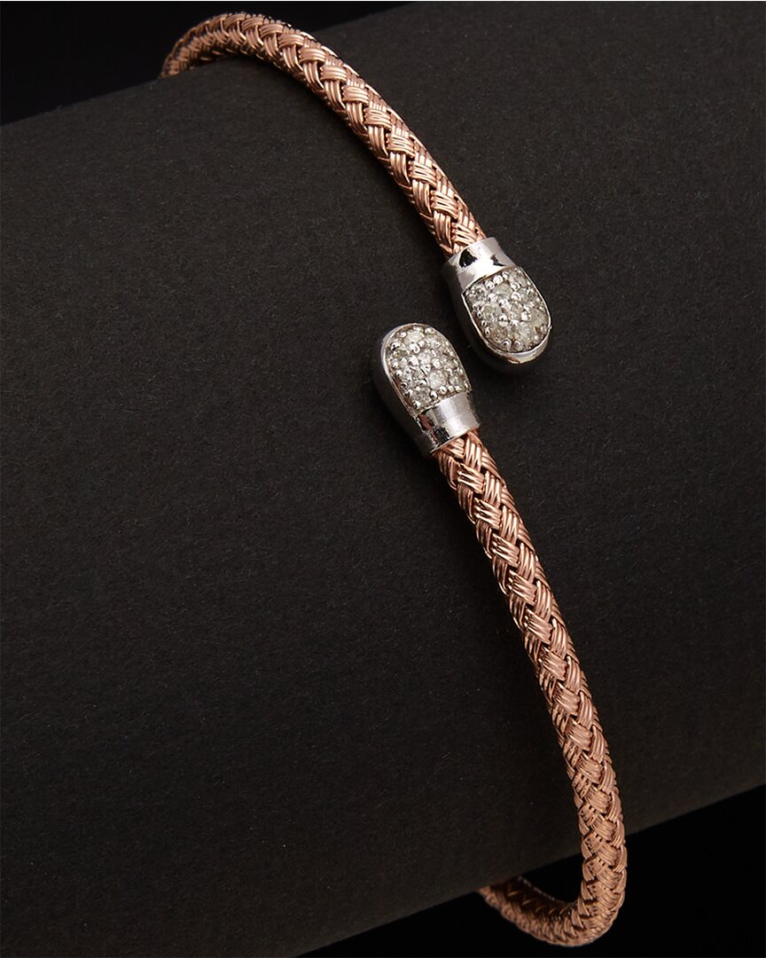 Shop Meshmerise 18k Over Silver 0.20 Ct. Tw. Diamond Bangle Bracelet