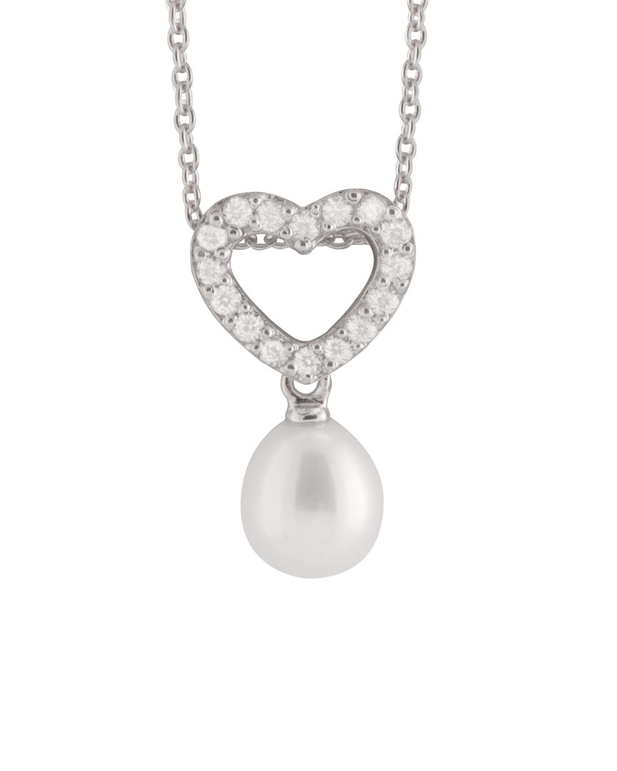 Splendid Pearls Rhodium Plated 7-7.5mm Pearl Necklace