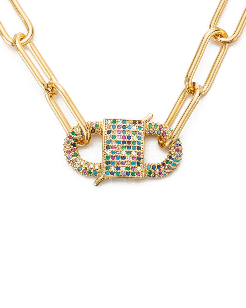 Eye Candy La Luxe Collection Gloden Chain Link Necklace With Cubic Zirconia Crysal Pendant