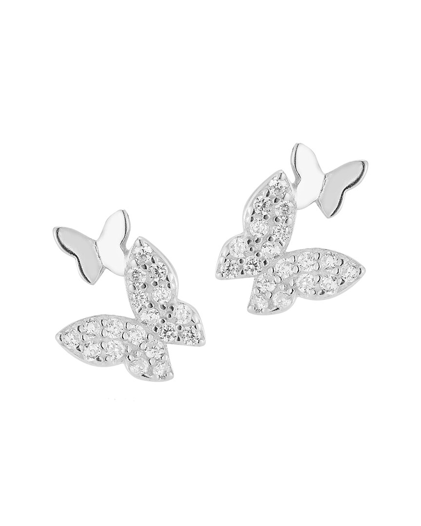 Glaze Jewelry Silver Cz Butterfly Earrings