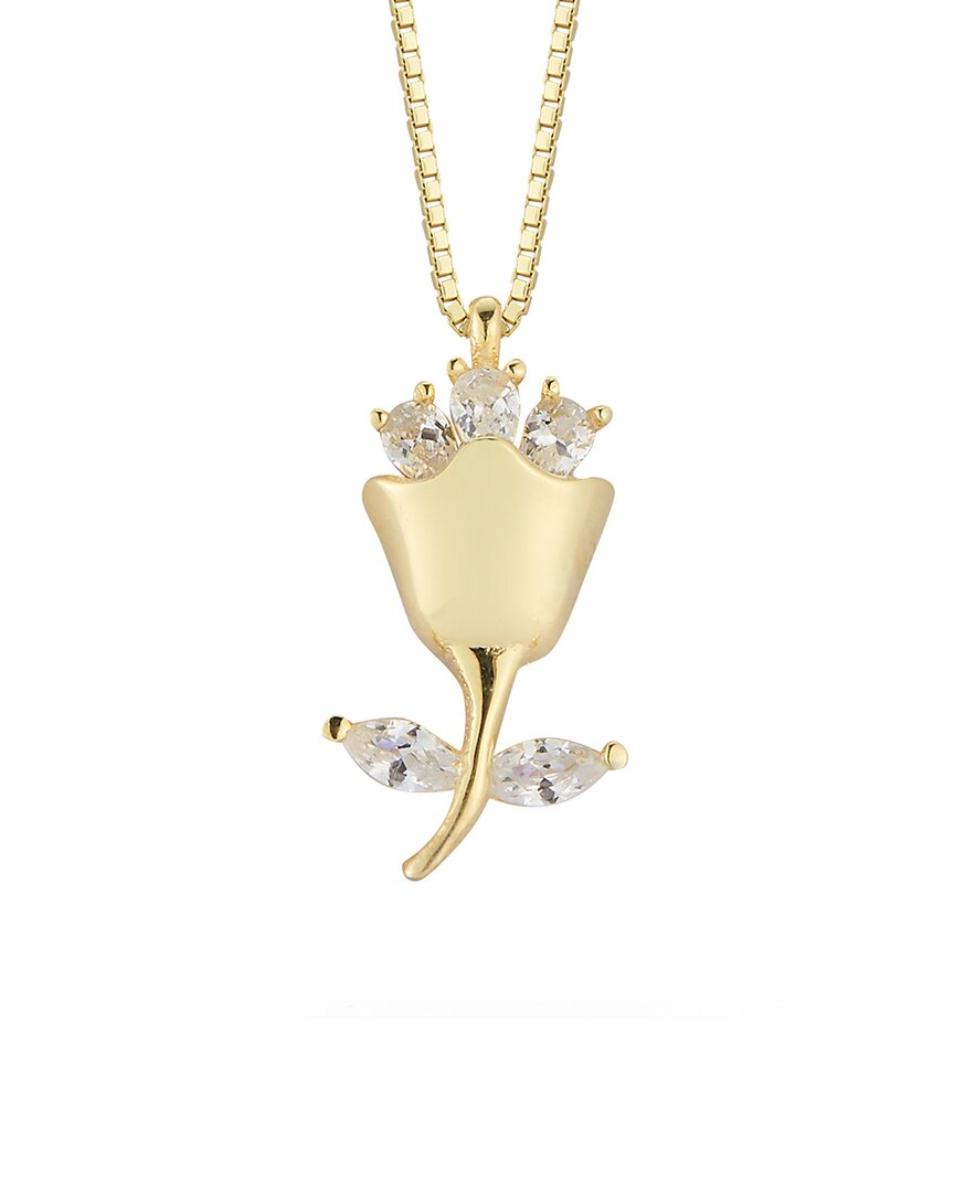 Glaze Jewelry 14k Over Silver Cz Rose Necklace