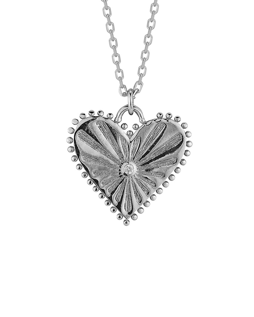 Glaze Jewelry Silver Cz Heart Necklace In Metallic