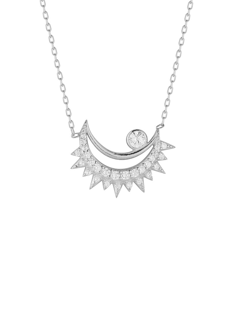 Glaze Jewelry Silver Cz Moon Necklace