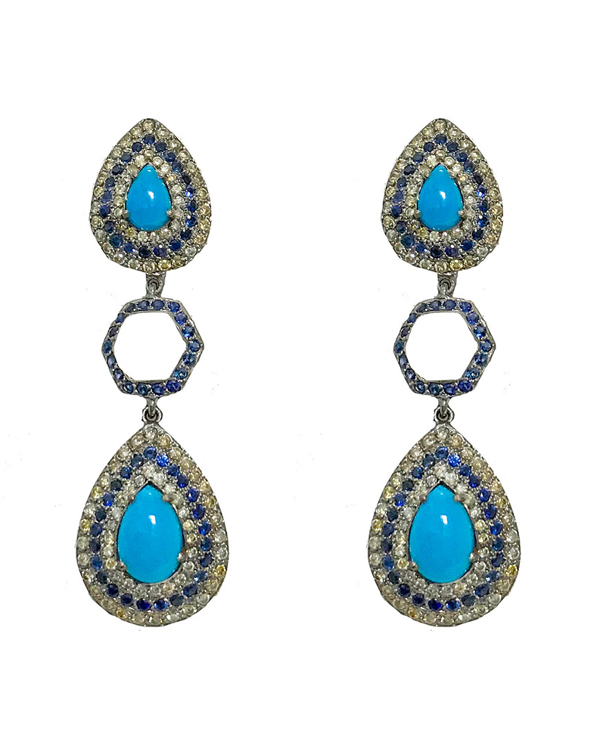 Arthur Marder Fine Jewelry Silver 8.50 Ct. Tw. Diamond & Gemstone Drop Earrings