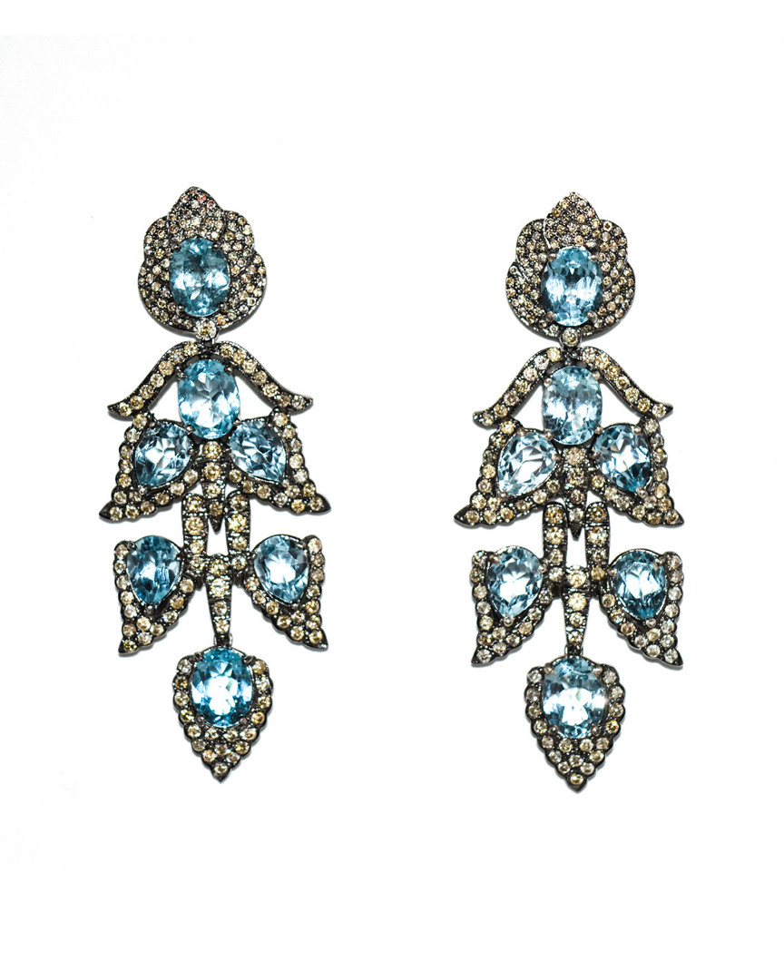 Image of Arthur Marder Fine Jewelry Silver . ct. tw. Diamond & Blue Topaz Drop Earrings