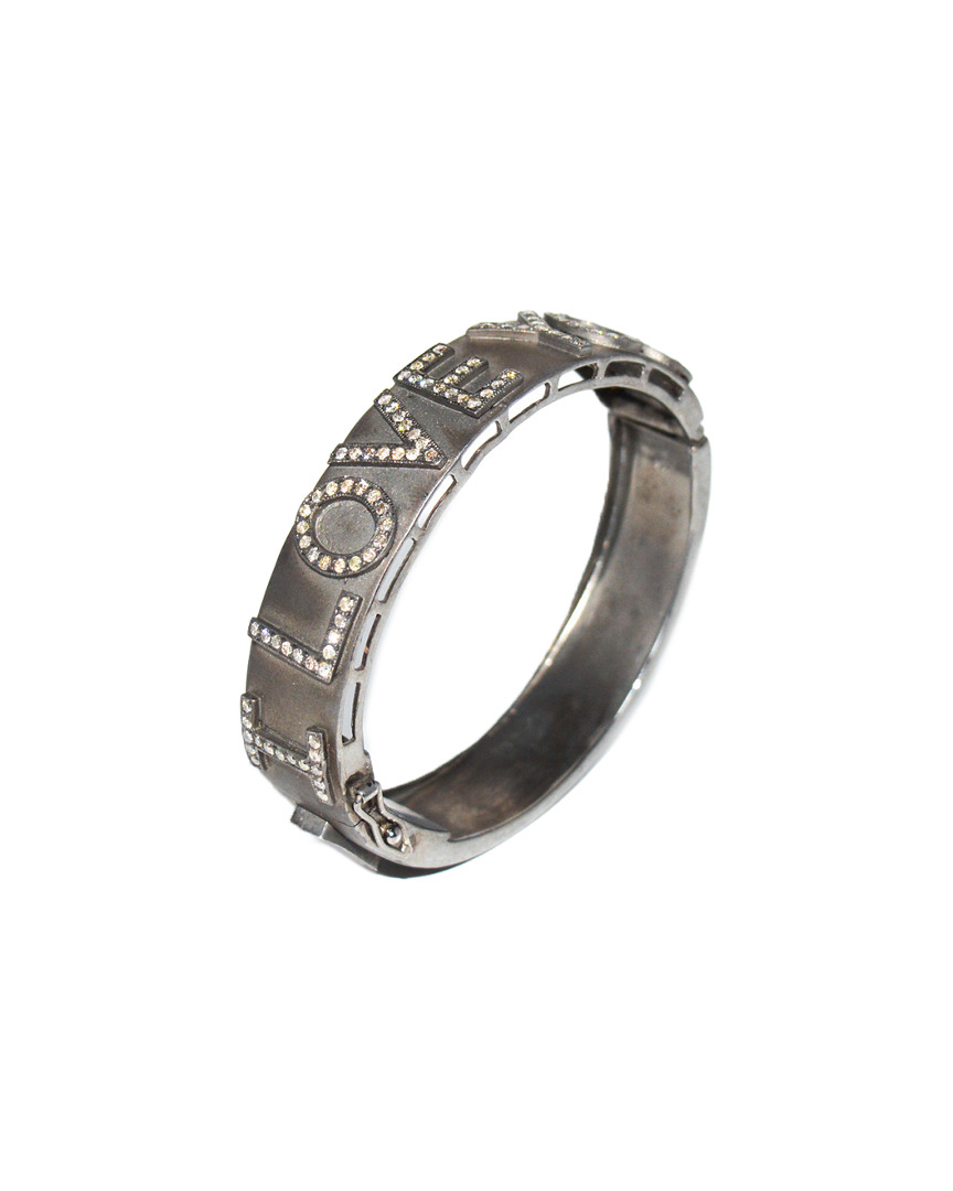 Arthur Marder Fine Jewelry Silver 2.25 Ct. Tw. I Love You Diamond Bangle