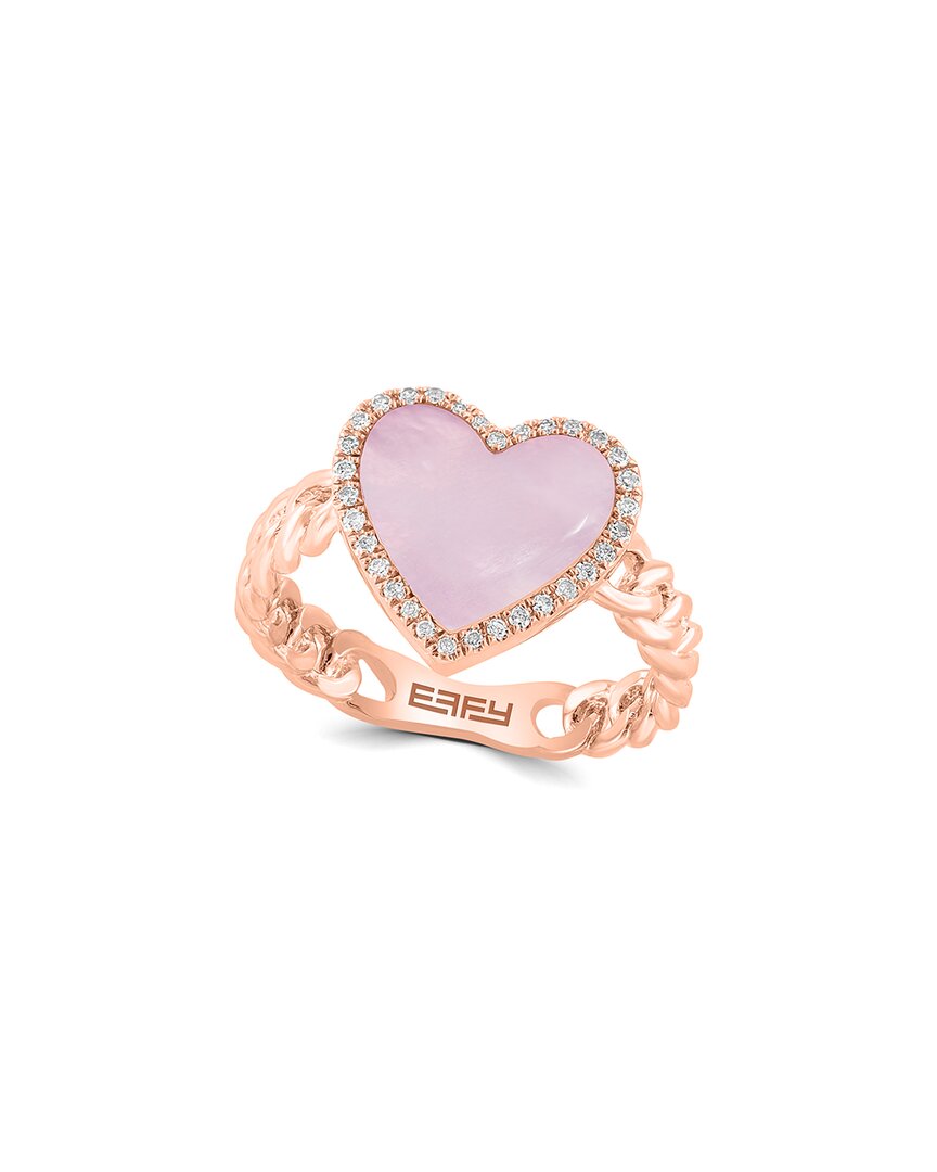 Effy Fine Jewelry 14k Rose Gold 0.11 Ct. Tw. Diamond & 10mm Pearl Ring In Gold
