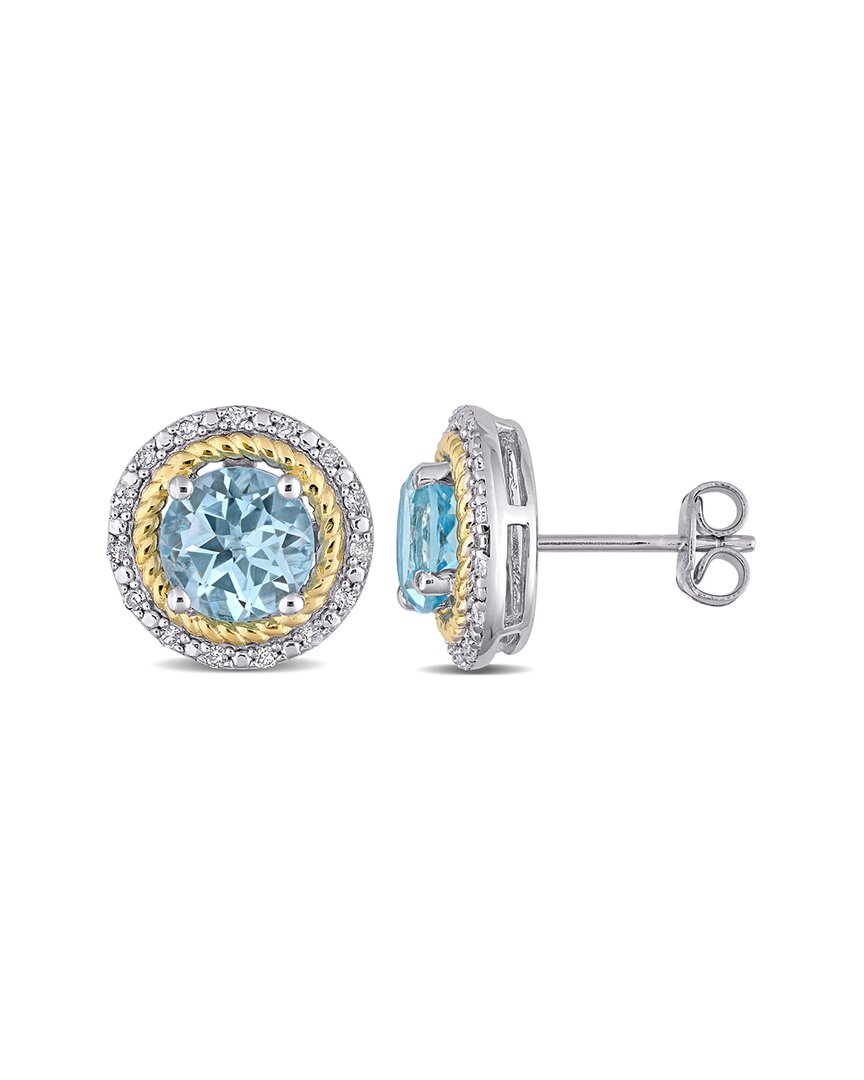 Rina Limor Vermeil 3.31 Ct. Tw. Diamond & Gemstone Halo Earrings