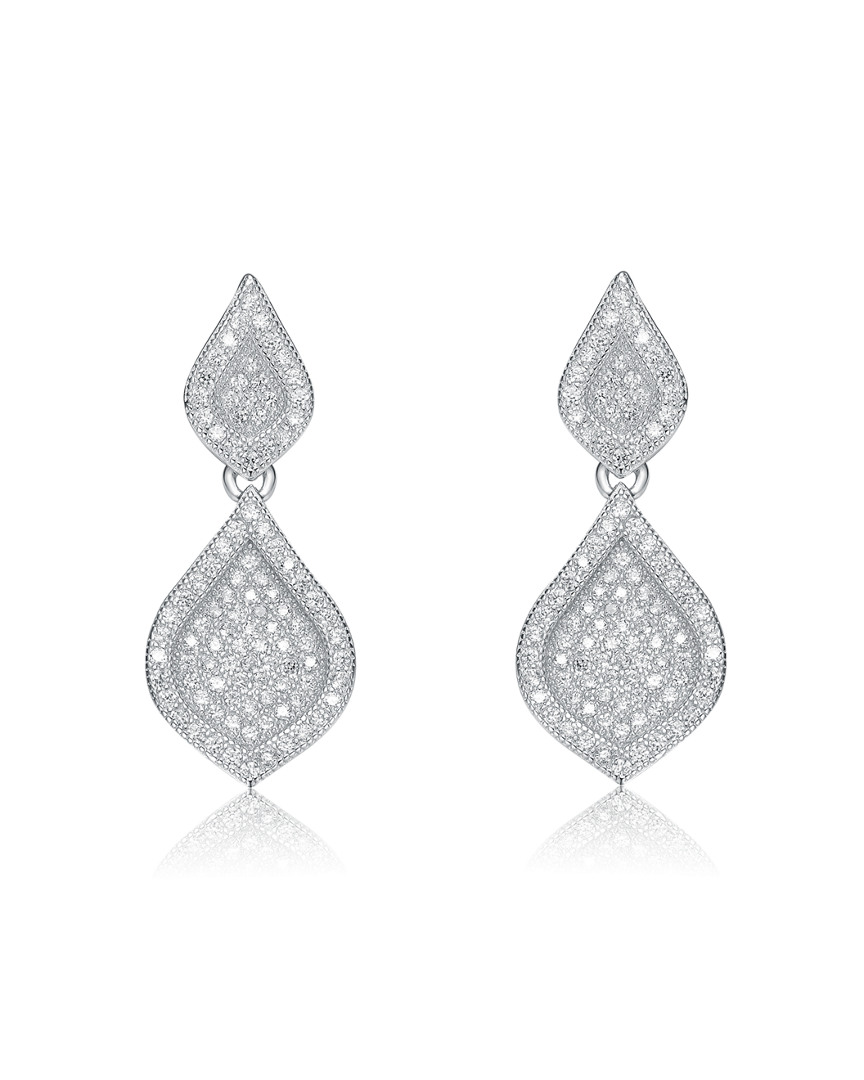 GENEVIVE GENEVIVE SILVER CZ DROP EARRINGS