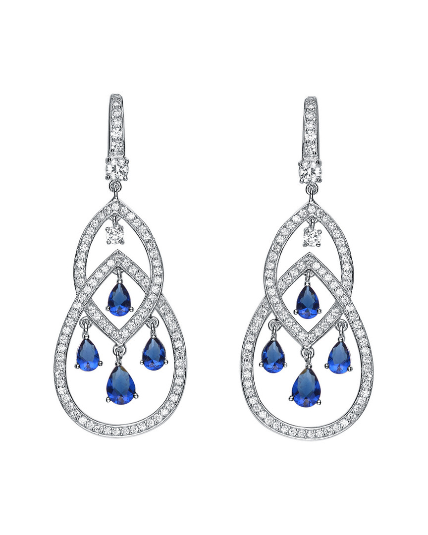 Genevive Platinum Over Silver Cz Drop Earrings