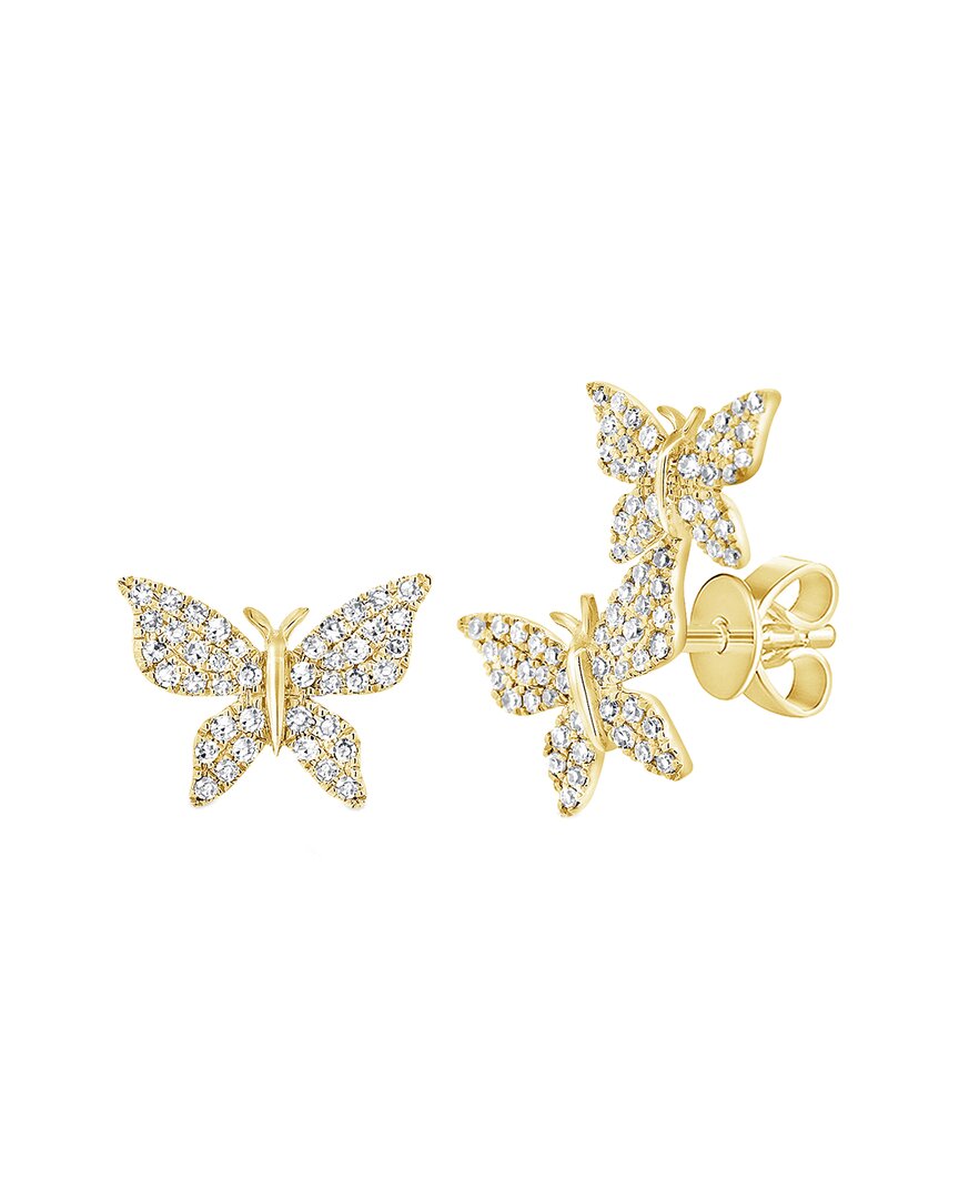 Sabrina Designs 14k Yg Diamond Stud Butterfly Earring Kve00079 Y In Gold