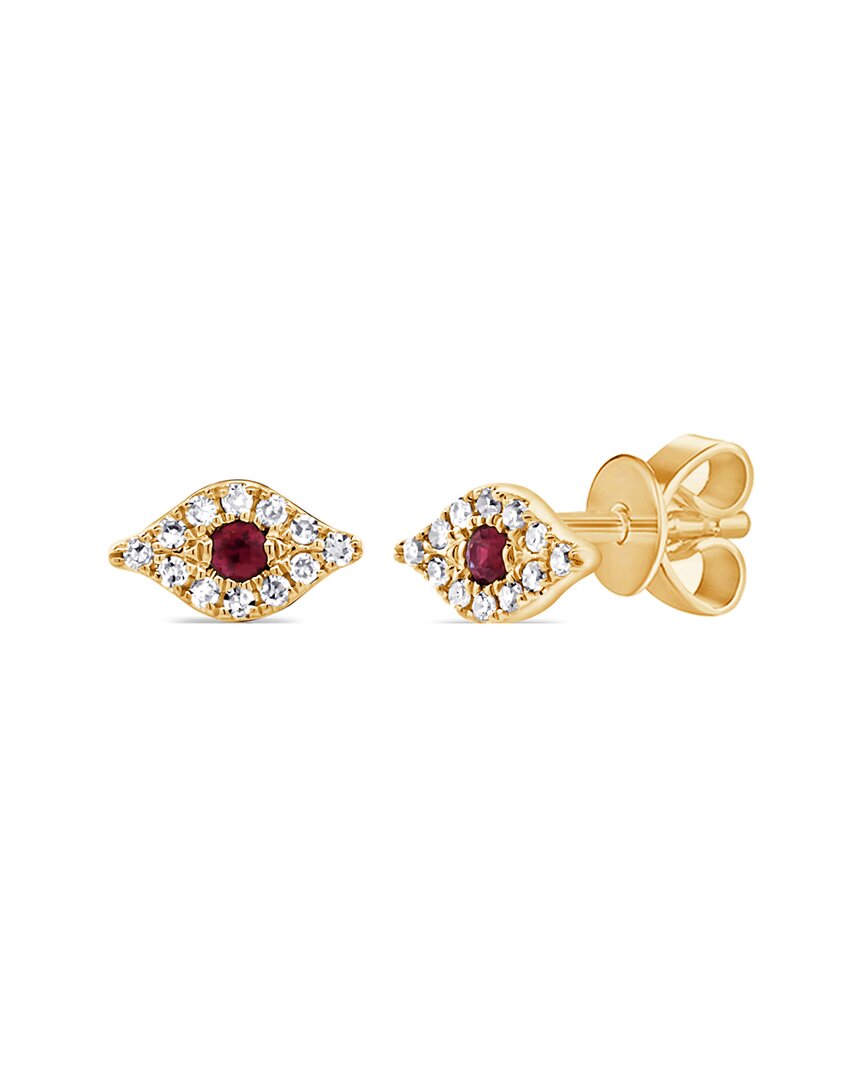 Sabrina Designs 14k Gold & Diamond Ruby Evil Eye Studs