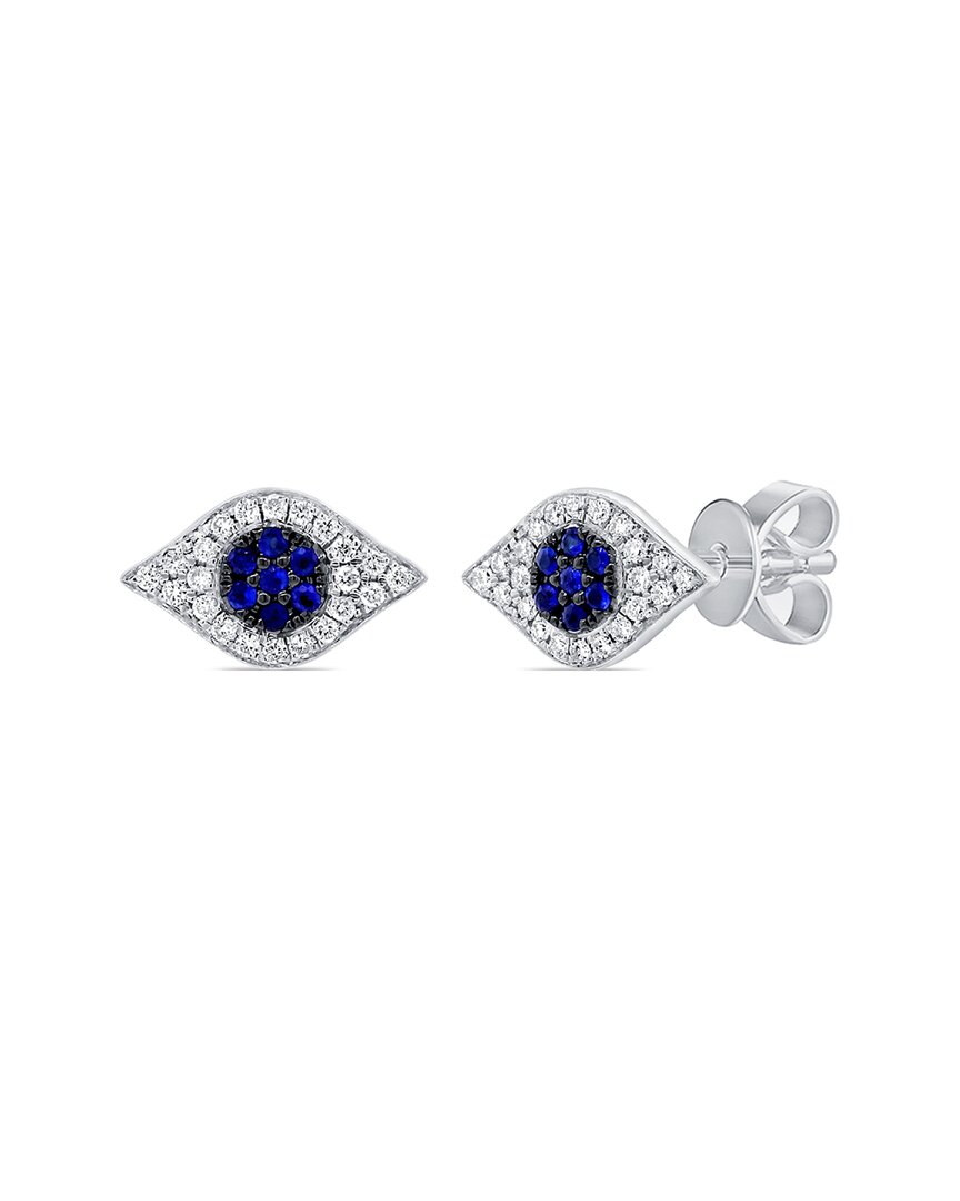 Sabrina Designs 14k 0.20 Ct. Tw. Diamond & Sapphire Evil Eye Studs