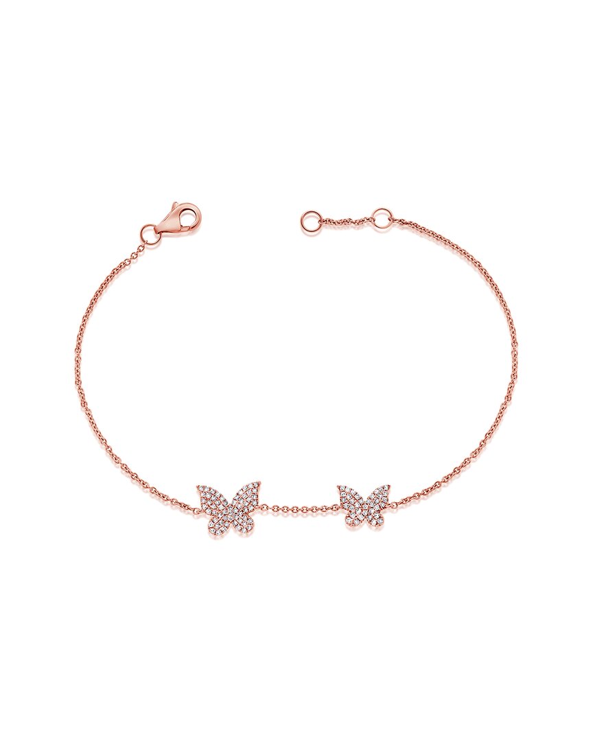 Shop Sabrina Designs 14k Rose Gold 0.26 Ct. Tw. Diamond Double Butterfly Bracelet