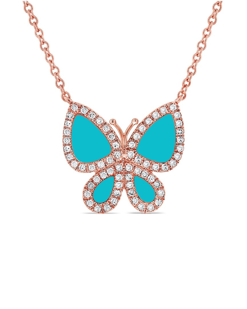 Sabrina Designs 14k Rose Gold 0.77 Ct. Tw. Diamond & Turquoise Necklace