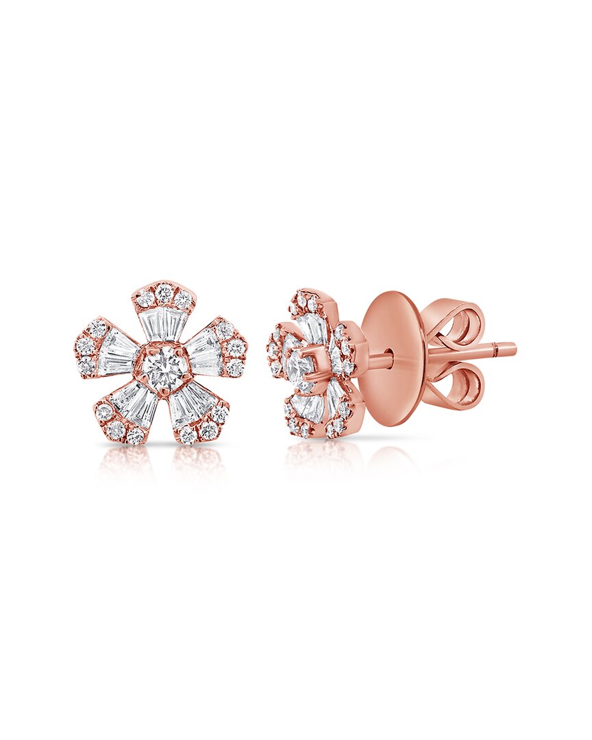 Sabrina Designs 14k Rose Gold 0.54 Ct. Tw. Diamond Flower Earrings