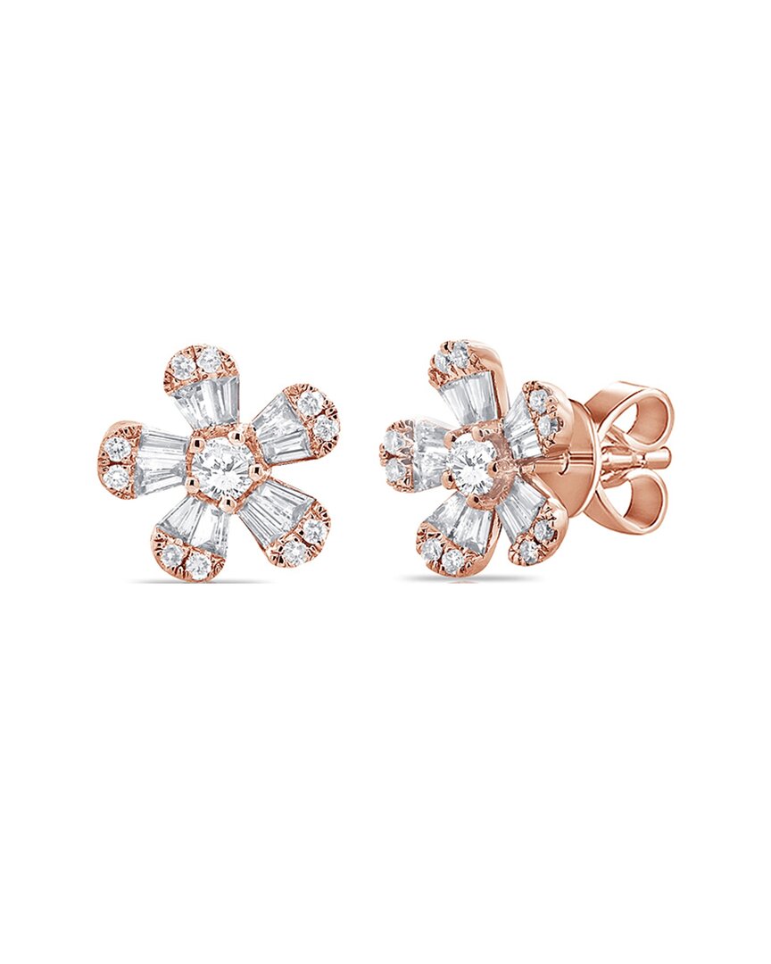 Sabrina Designs 14k Rose Gold 0.72 Ct. Tw. Diamond Flower Studs