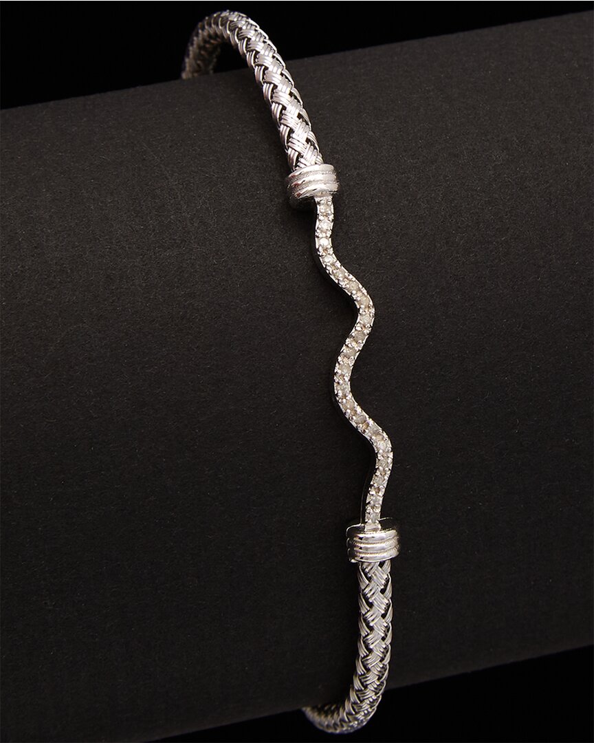 Meshmerise 18k Over Silver 0.13 Ct. Tw. Diamond Bangle Bracelet
