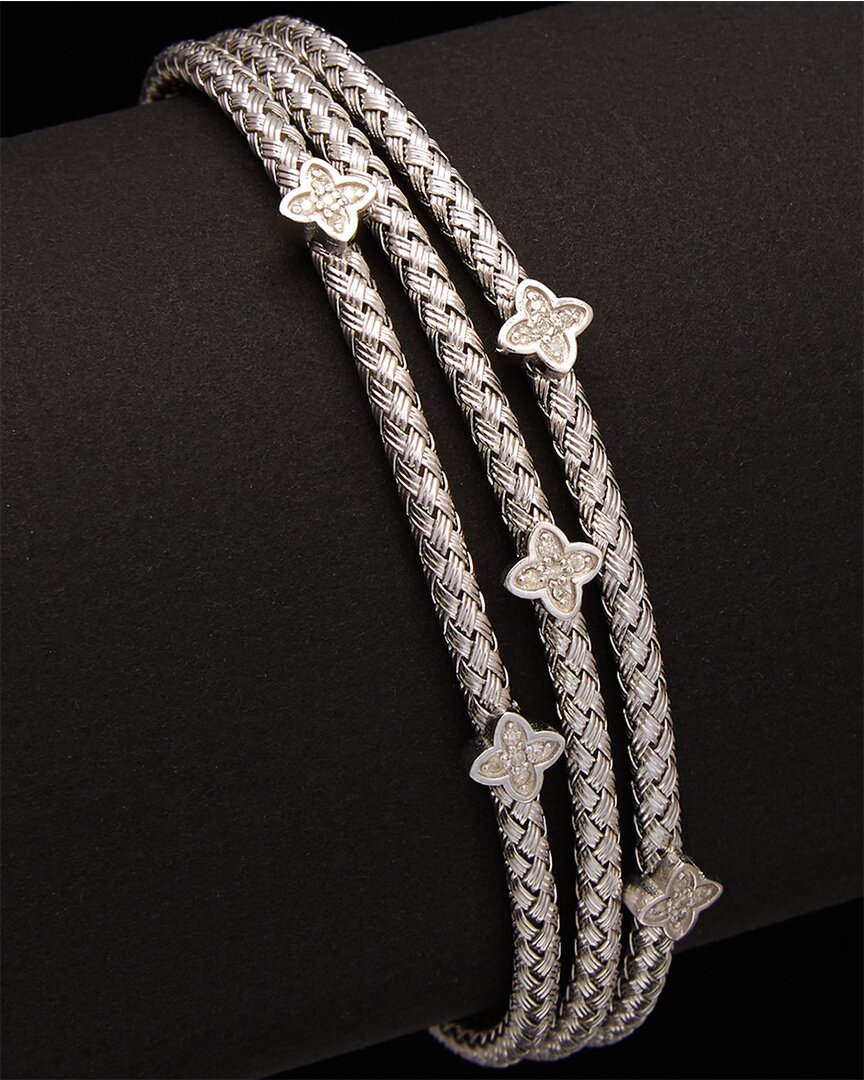 Meshmerise 18k Over Silver 0.13 Ct. Tw. Diamond Bangle Bracelet