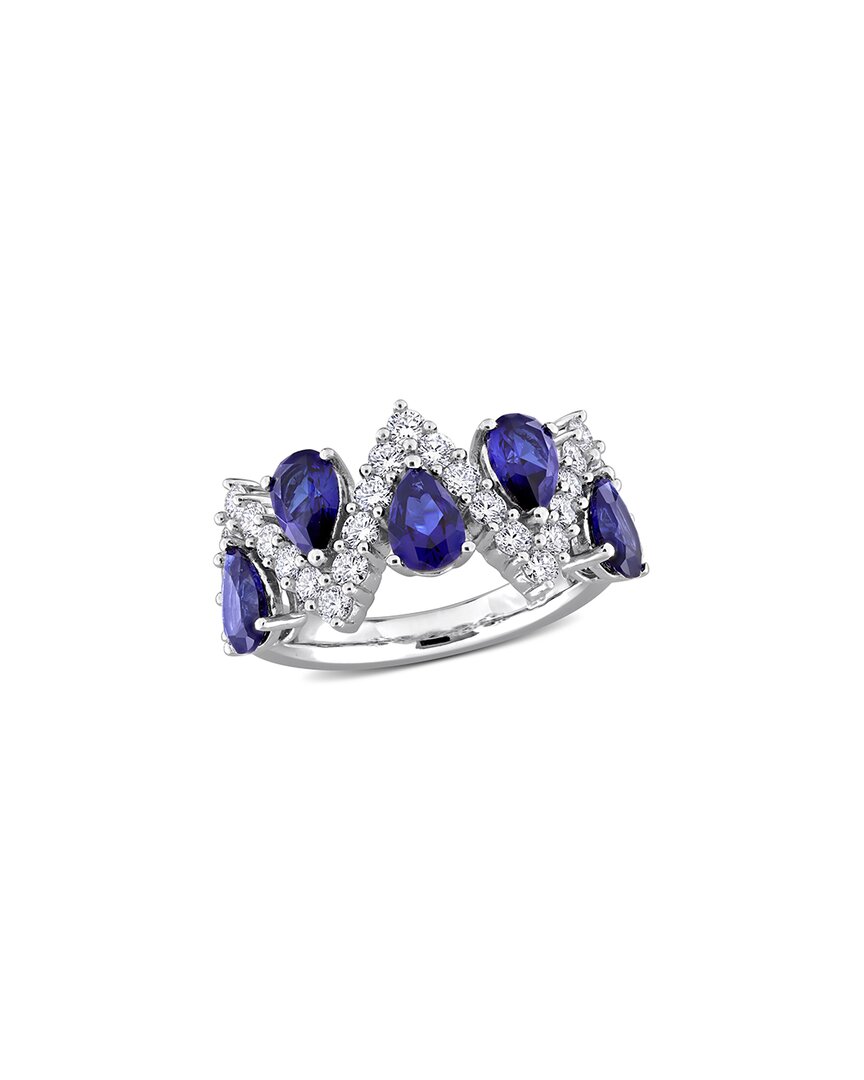 Rina Limor 3 1/2ct Tgw Created Blue Sapphire And 7/8ct Tw Lab In Silver