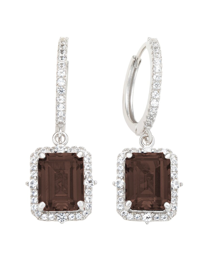 Shop Suzy Levian Silver 0.02 Ct. Tw. Diamond & Gemstone Halo Dangling Earring