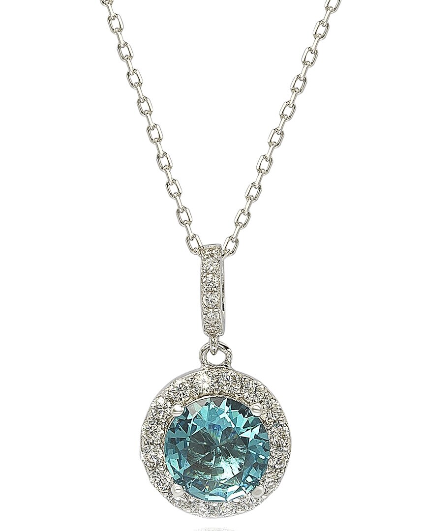 Suzy Levian Silver 0.02 Ct. Tw. Diamond & Gemstone Pendant In Metallic