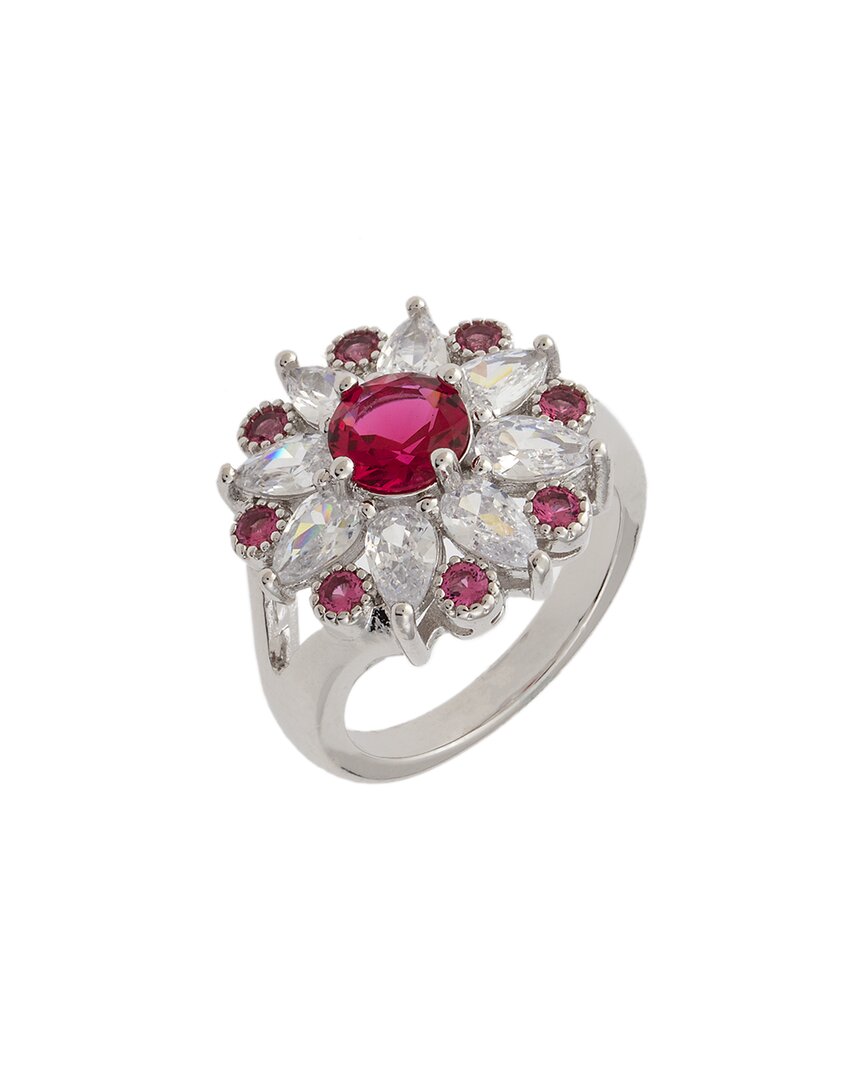 Bertha Juliet 18k Plated Cz Statement Ring In Silver