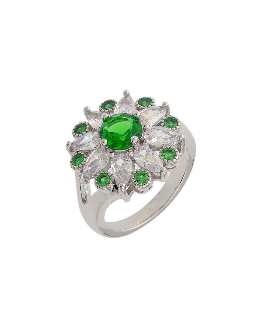 Bertha Juliet 18k Plated Cz Statement Ring In Silver