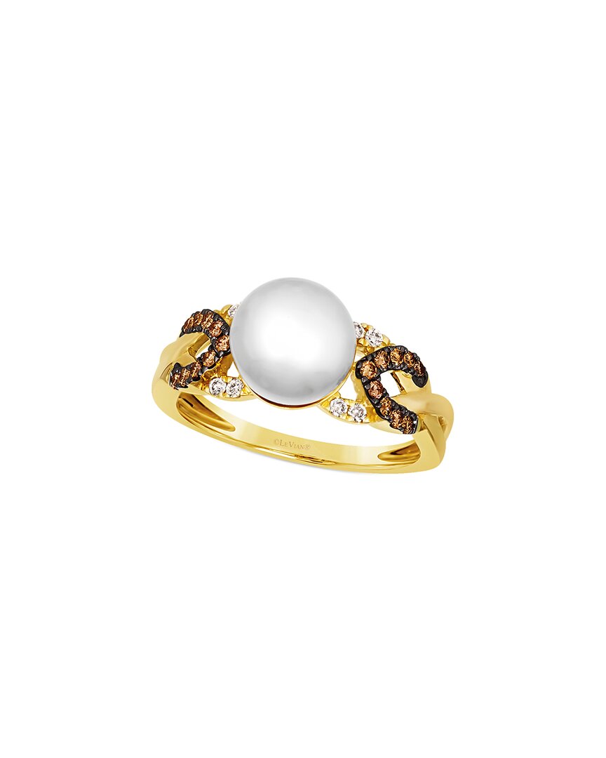 Le Vian ® Euphoria Chocolate 14k 0.22 Ct. Tw. Diamond & 8.5mm Pearl Cz Ring In Gold