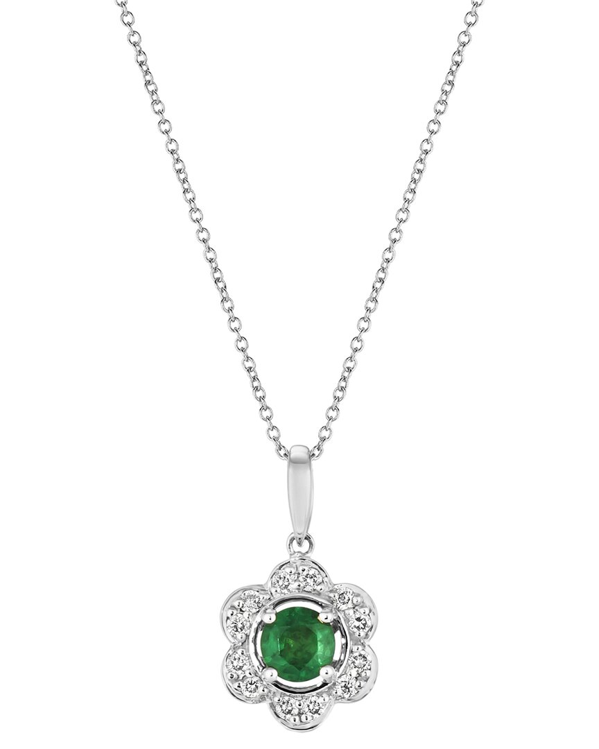 Le Vian Center Stone 14k 0.39 Ct. Tw. Diamond & Emerald Pendant