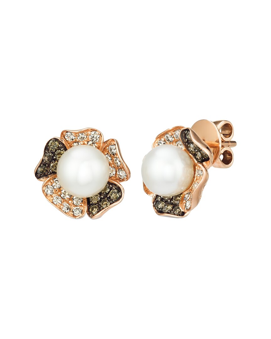 Le Vian Euphoria Chocolate 14k 0.18 Ct. Tw. Diamond & 7mm Pearl Cz Earrings