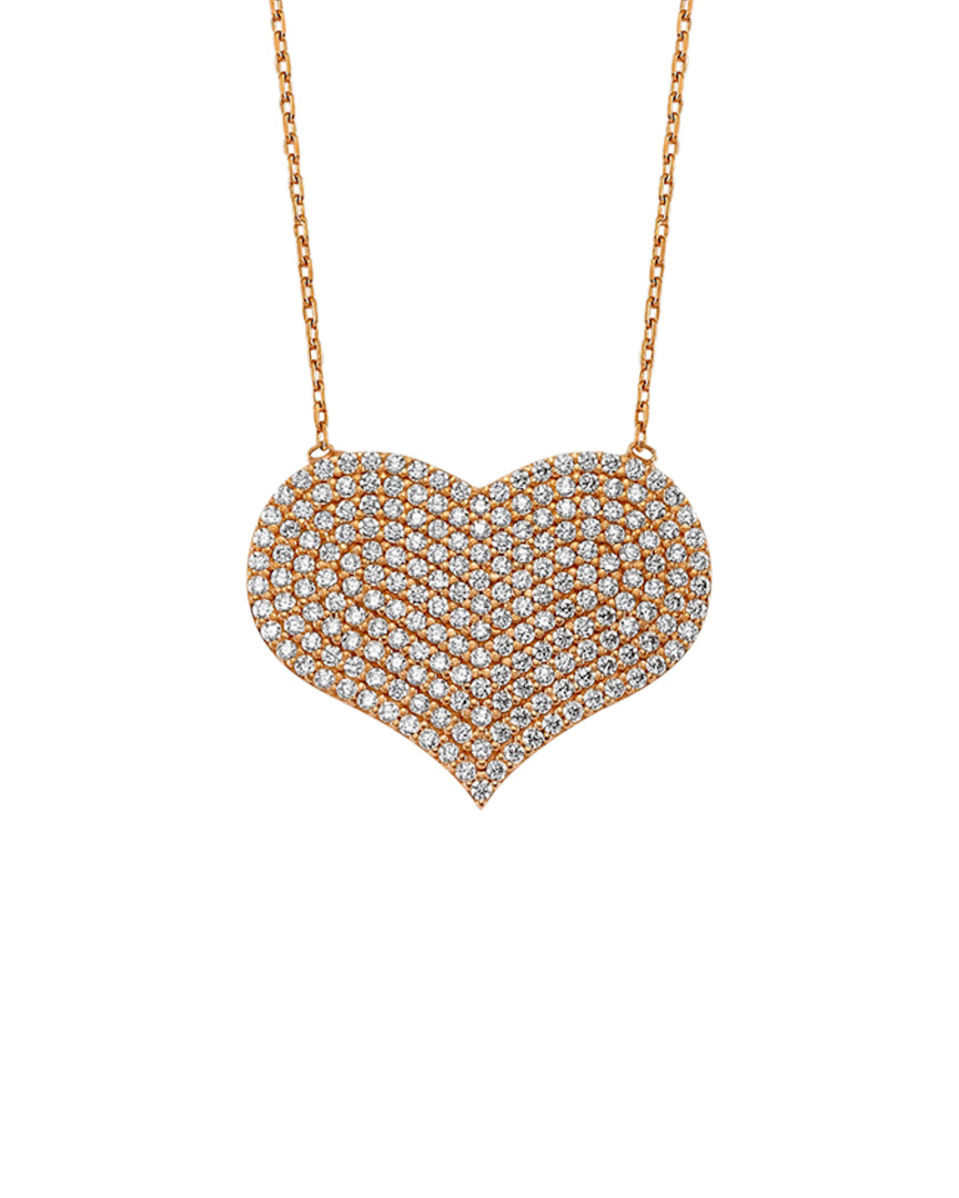 Amorium 18k Over Silver Cz Heart Necklace