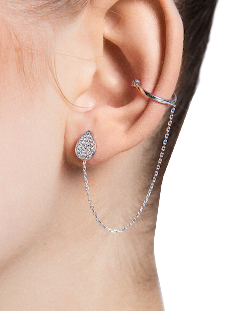 Amorium 18k Over Silver Cz Earring In Metallic