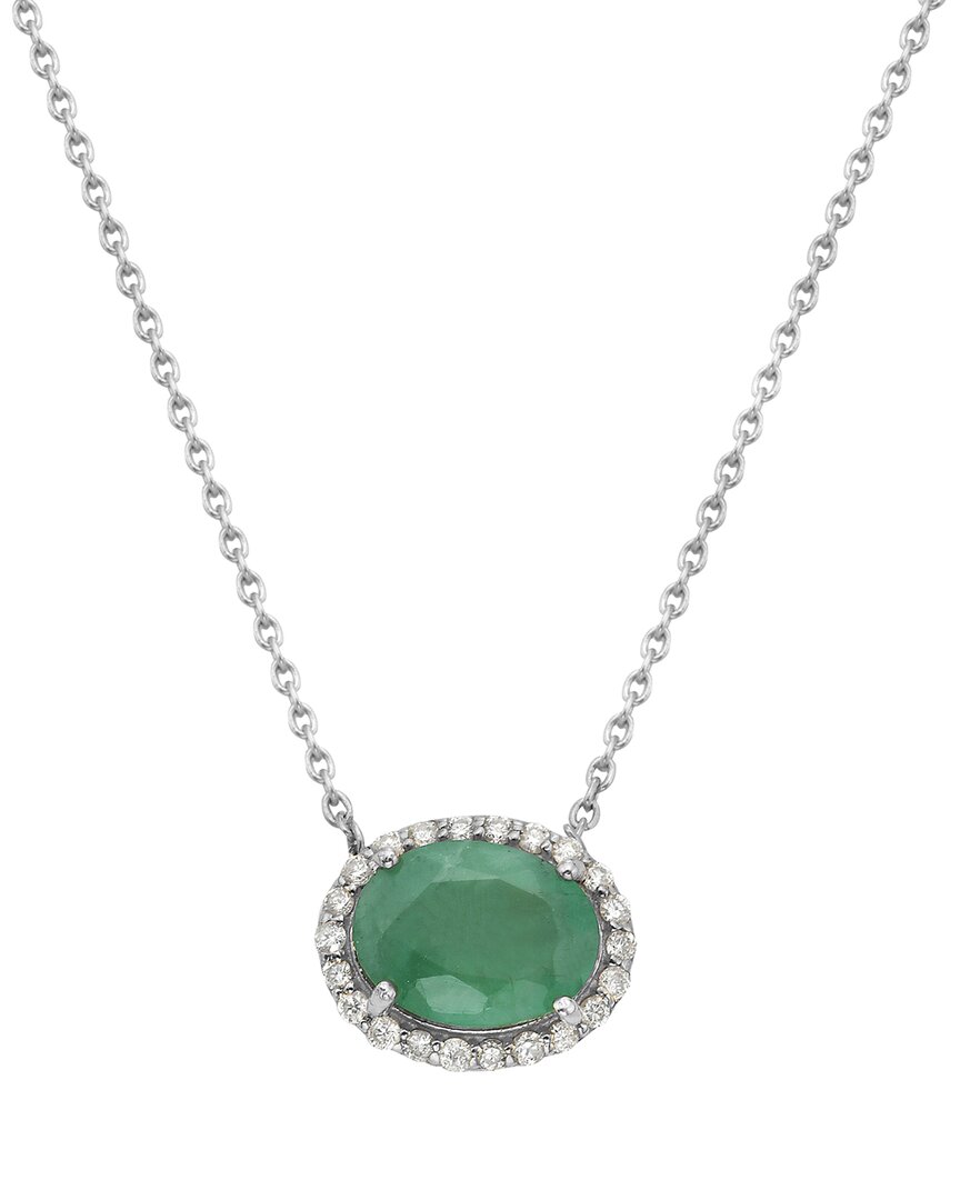 Forever Creations Usa Inc. Forever Creations 14k 1.27 Ct. Tw. Diamond & Emerald Halo Necklace
