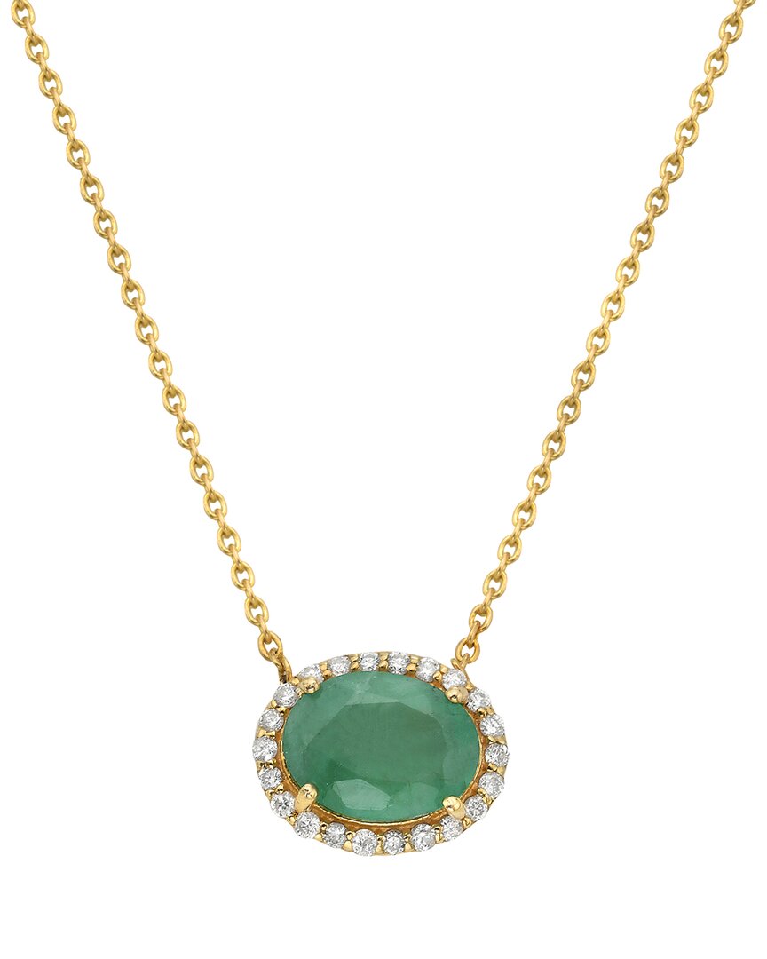 Forever Creations Usa Inc. Forever Creations 14k 1.27 Ct. Tw. Diamond & Emerald Halo Necklace