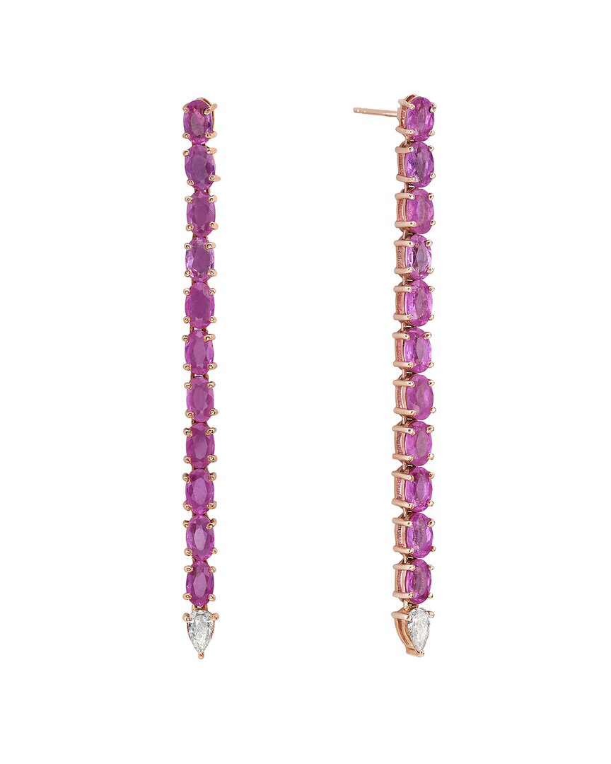 Forever Creations Usa Inc. Forever Creations 14k Rose Gold 7.15 Ct. Tw. Diamond & Pink Sapphire Earrings In Purple
