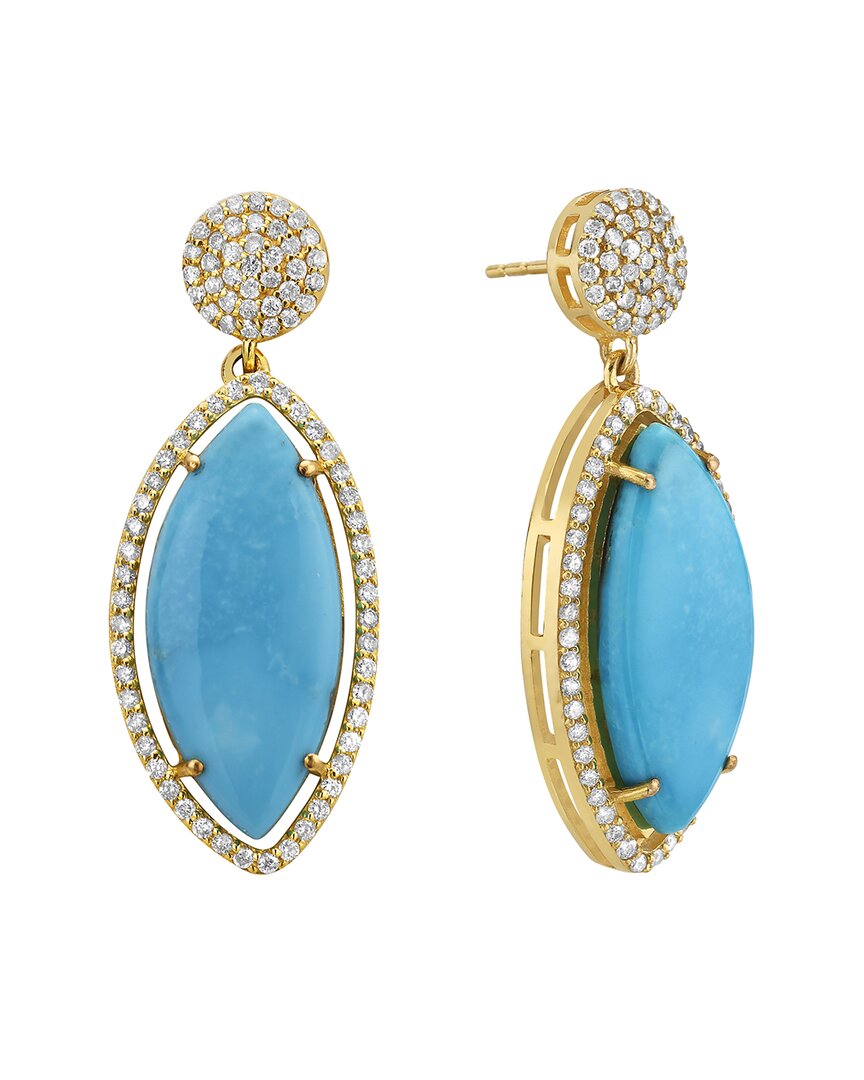 Forever Creations Usa Inc. Forever Creations 14k 13.00 Ct. Tw. Diamond & Turquoise Earrings
