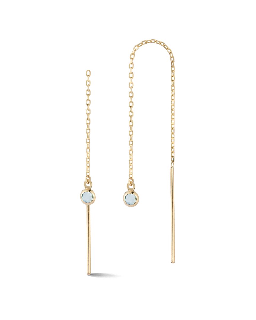 Ember Fine Jewelry 14k Blue Topaz Threader Earrings In Gold